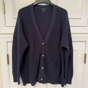 J. Crew Navy Cotton Cashmere Rib Knit Cardigan